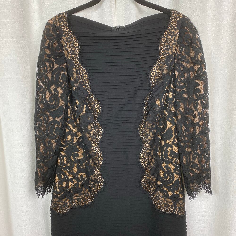 Tadashi Shoji Black Lace Inset Sheath Midi Dress Sz.L - Picture 5 of 14